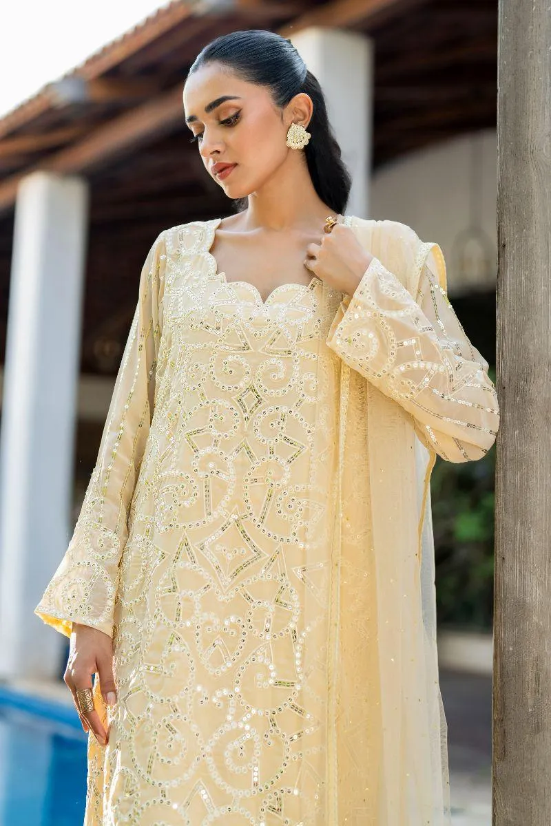 Natasha Kamal - Tuscany - light yellow - Georgette lined with crepe de chin - 3 Piece