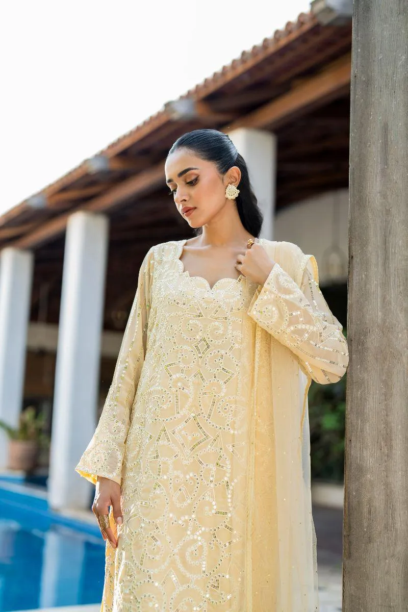 Natasha Kamal - Tuscany - light yellow - Georgette lined with crepe de chin - 3 Piece