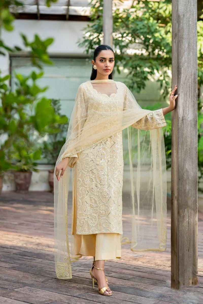 Natasha Kamal - Tuscany - light yellow - Georgette lined with crepe de chin - 3 Piece