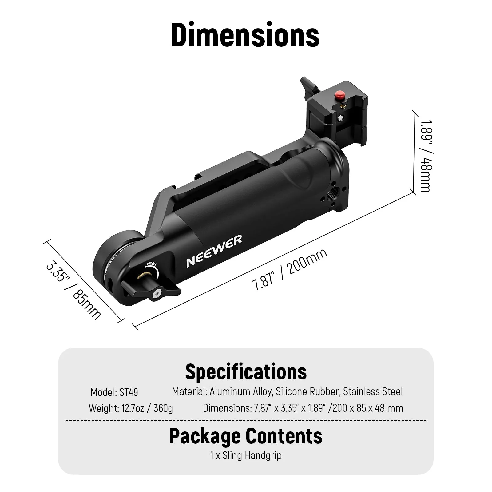 NEEWER Gimbal Sling Handgrip for DJI Ronin RS4 RS3 Mini RS 3 Pro RS 2 RSC 2