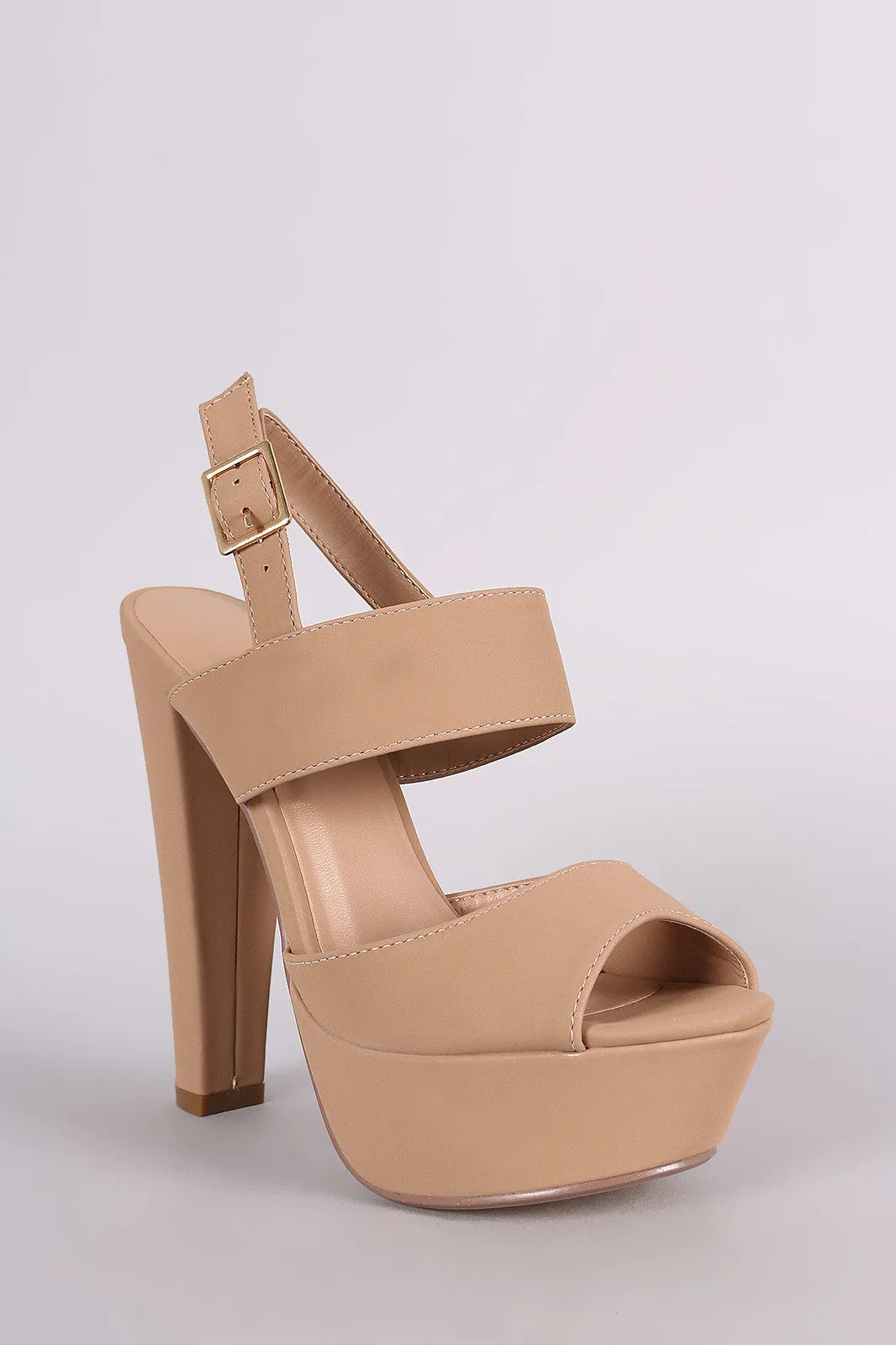 Nubuck Peep Toe Chunky Platform Heel