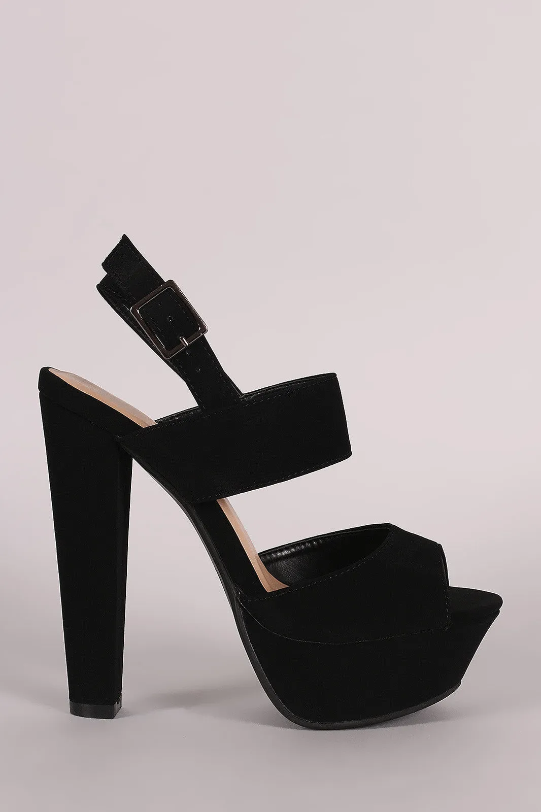 Nubuck Peep Toe Chunky Platform Heel