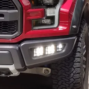 Offroad Alliance - Triple Bezel Fog Light Kit w/ Baja Designs Squadron SAE Lights - 2017-2020 Raptor