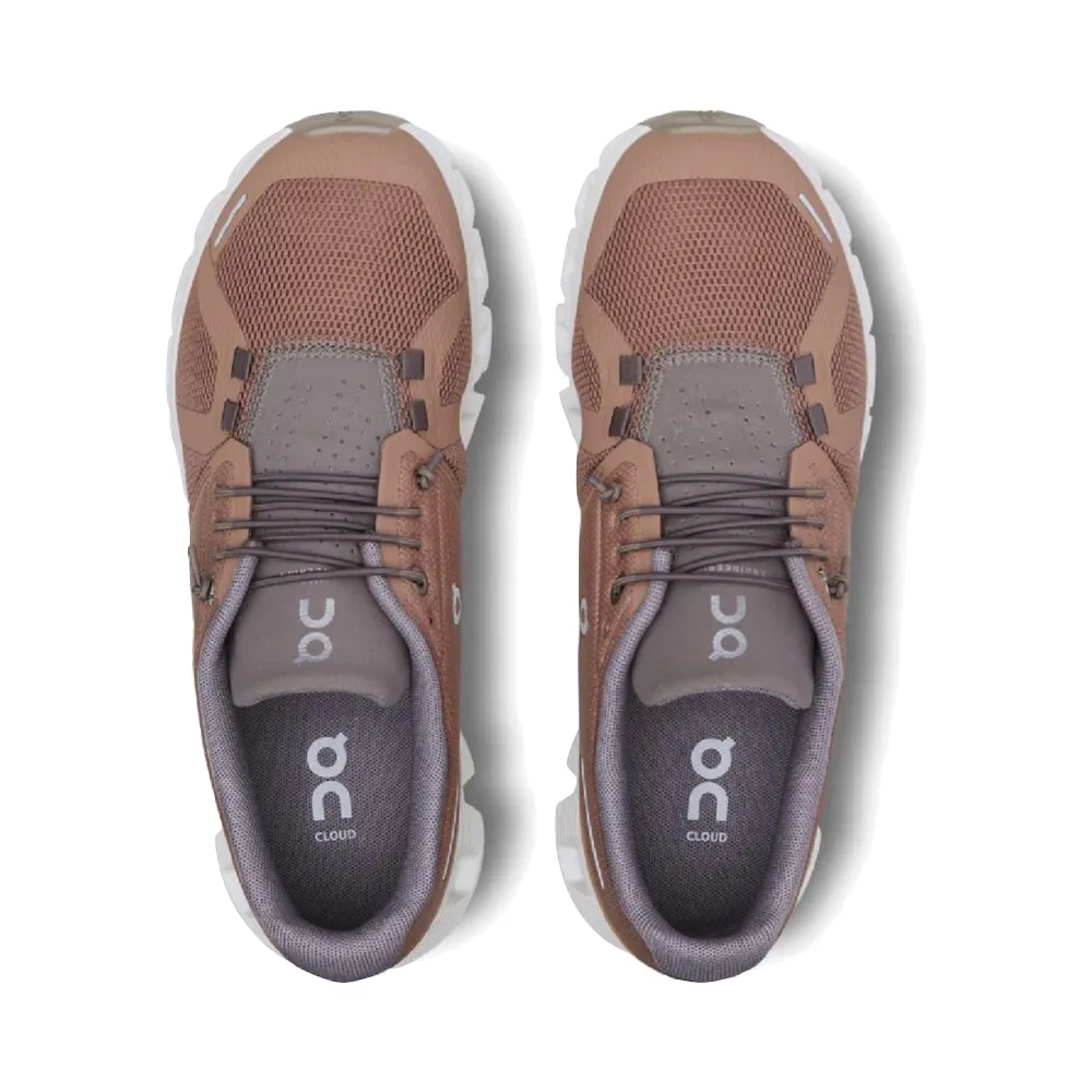 On Women's Cloud 5 Sneaker in Rose Brown/Fog