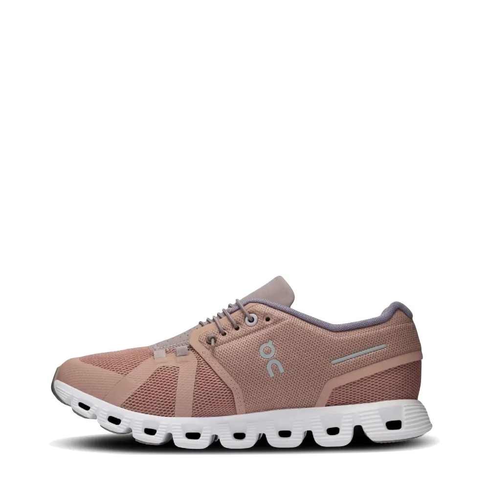 On Women's Cloud 5 Sneaker in Rose Brown/Fog