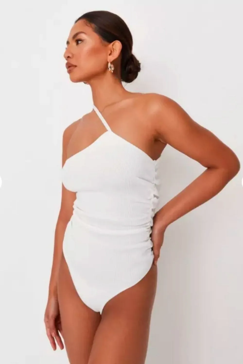 One Shoulder White Bodysuit