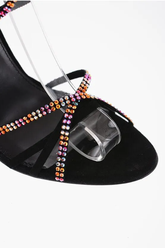 Paris Texas Rhinestoned Suede Lace-Up HOLLY NICOLE Sandals 12cm