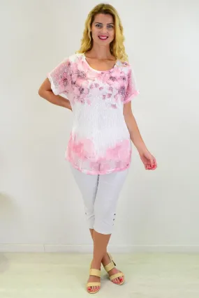 Pink Floral Net Tunic Top