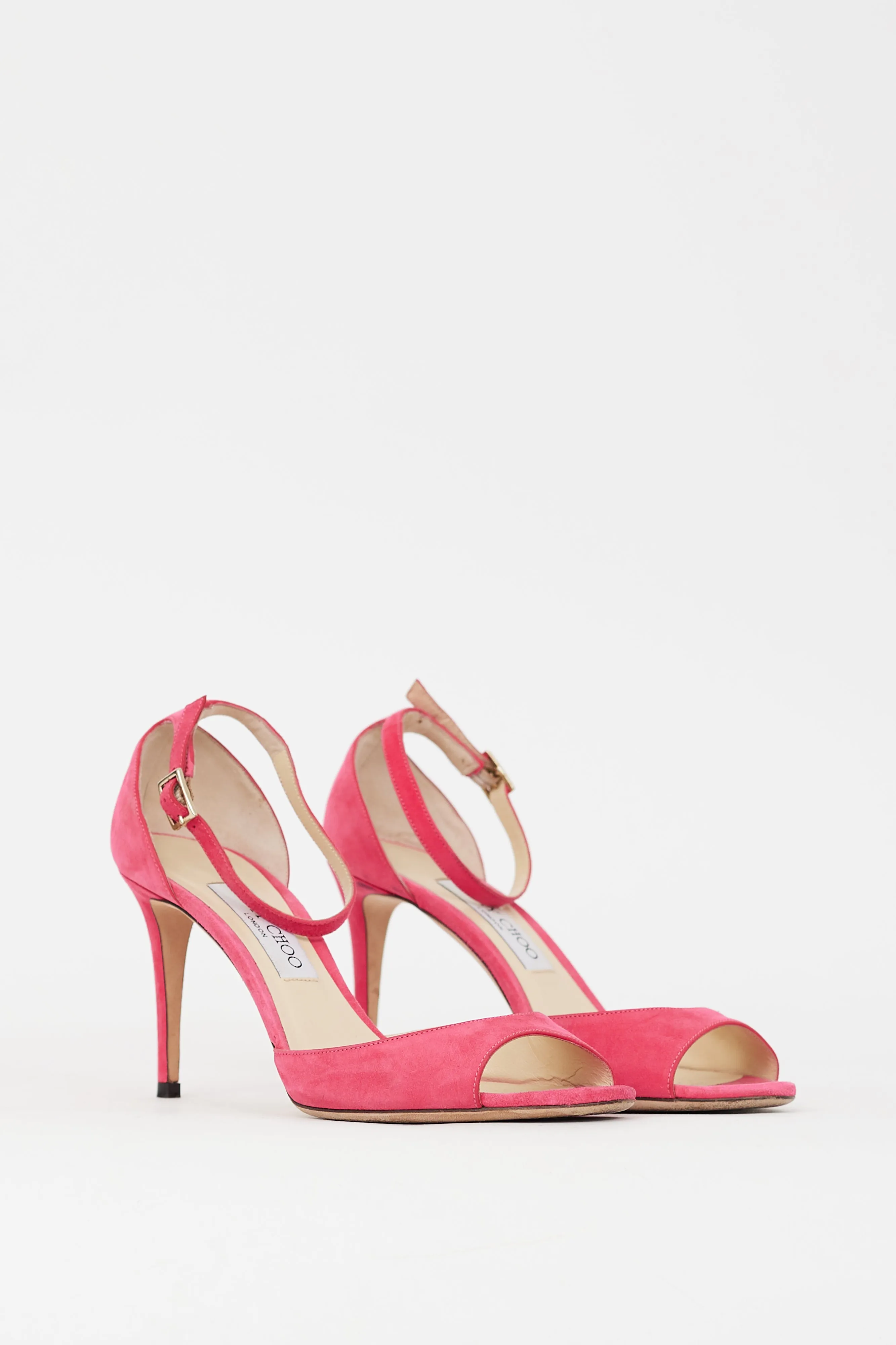 Pink Suede Heeled Sandal