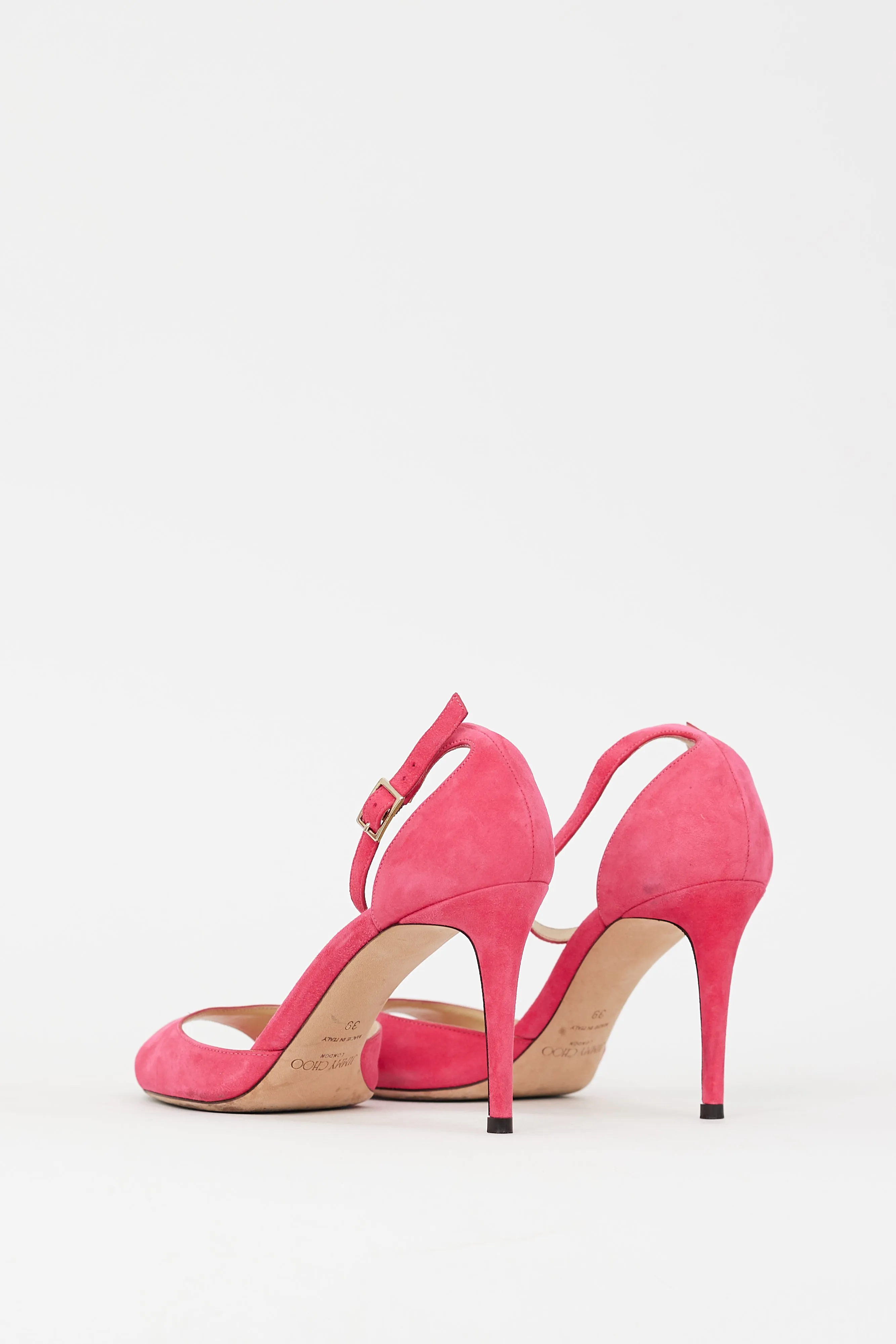 Pink Suede Heeled Sandal