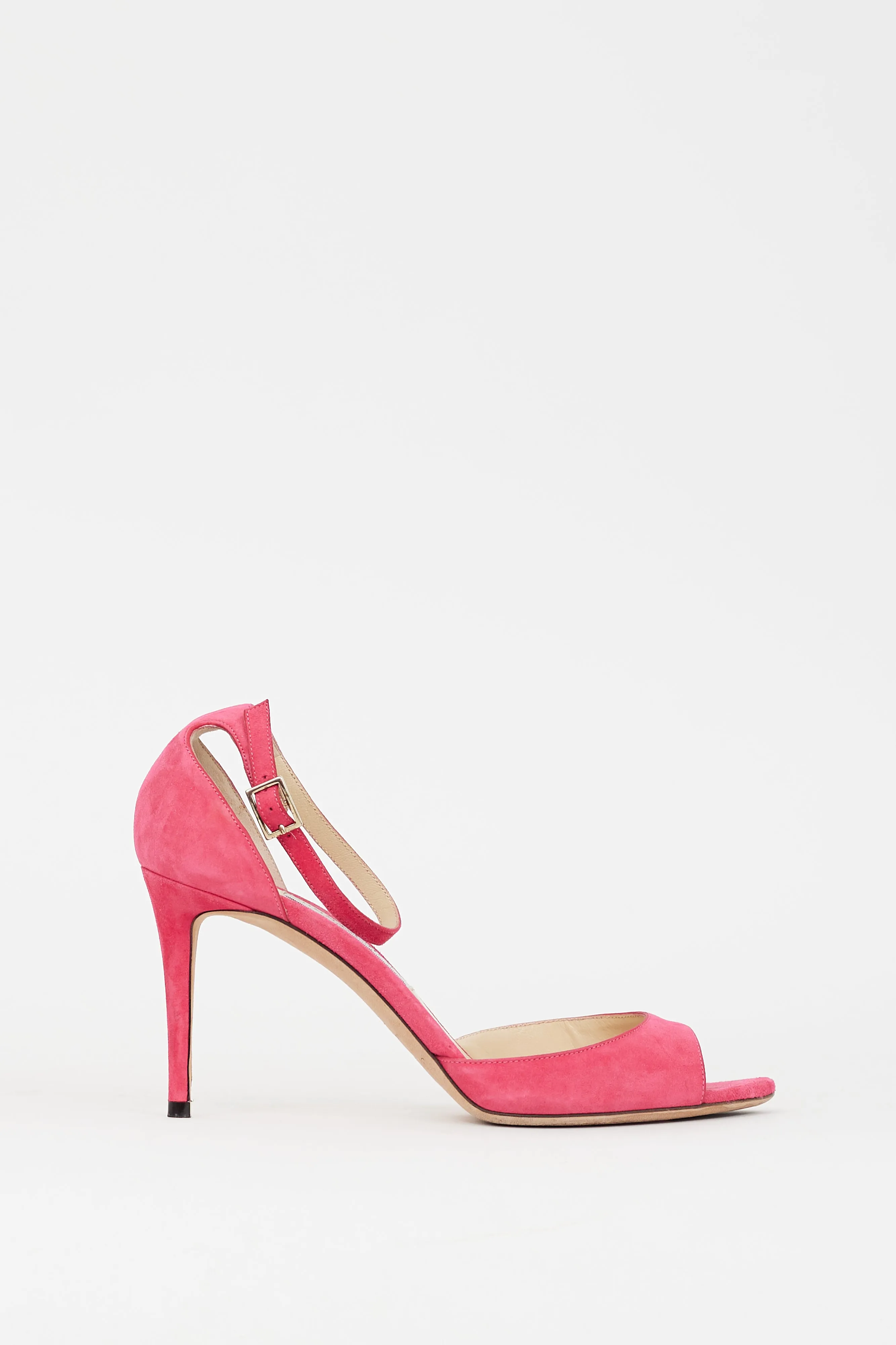 Pink Suede Heeled Sandal