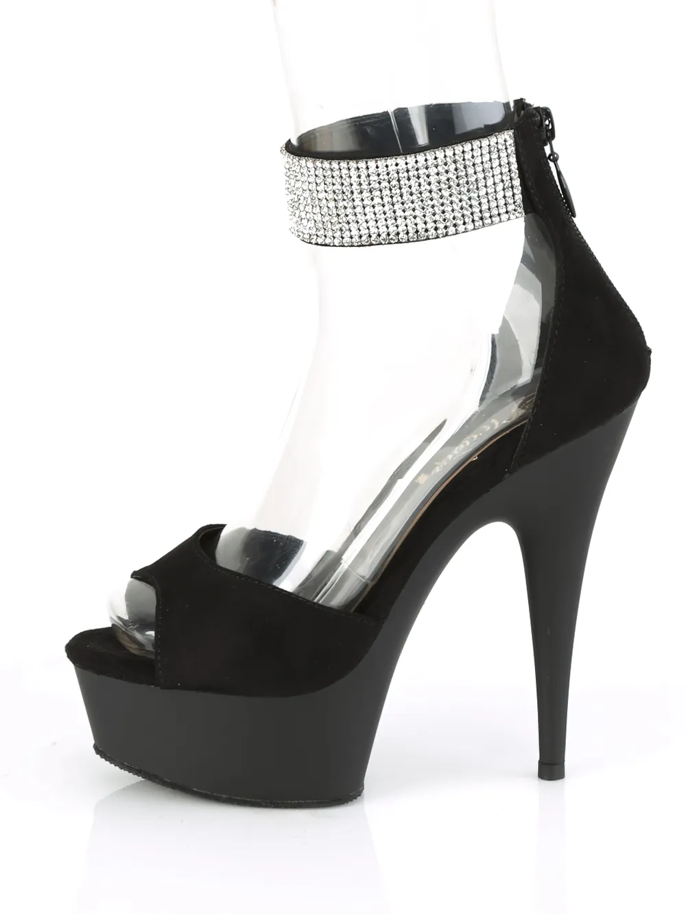 PLEASER Stiletto Heel Sandals with Rhinestone Ankle Cuff