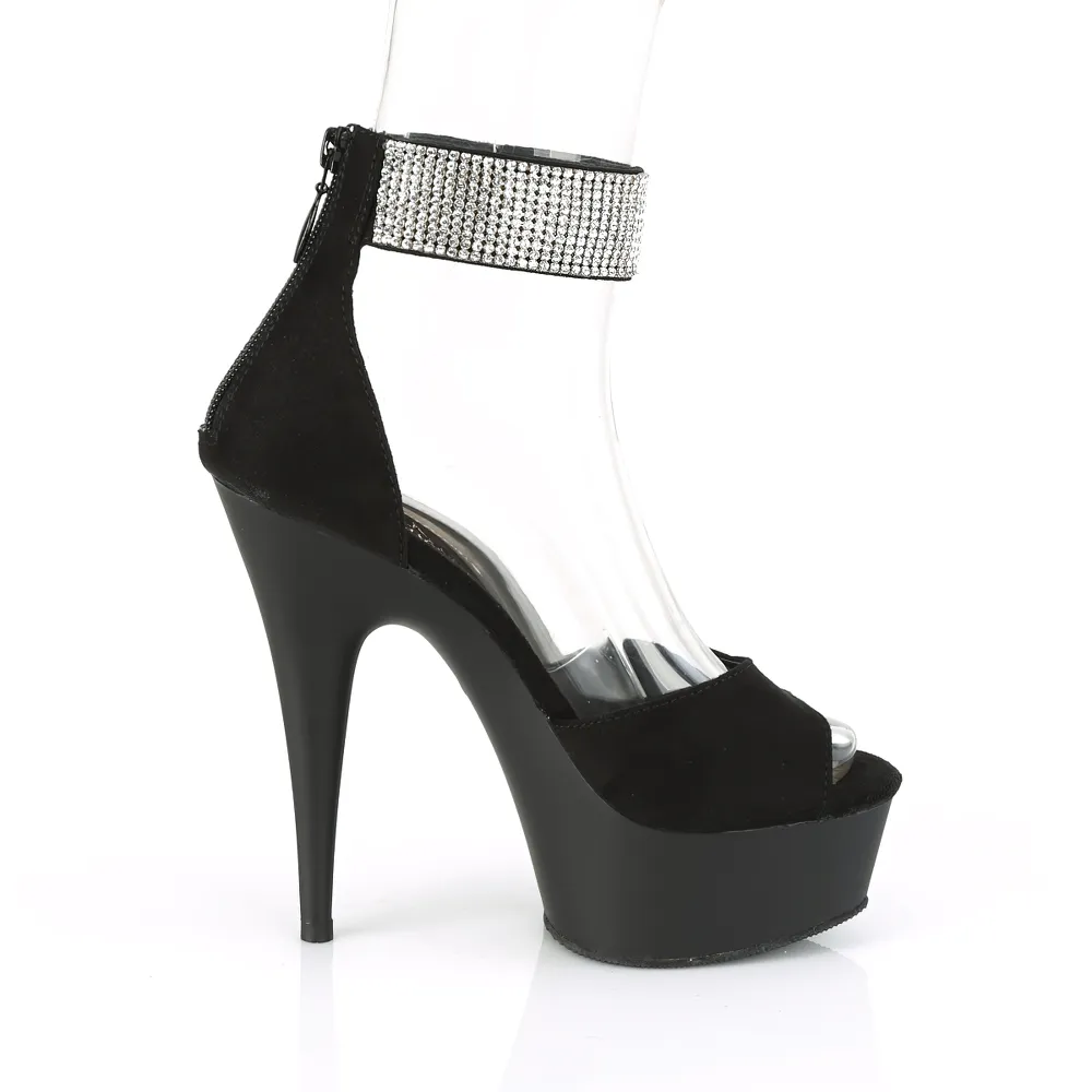 PLEASER Stiletto Heel Sandals with Rhinestone Ankle Cuff