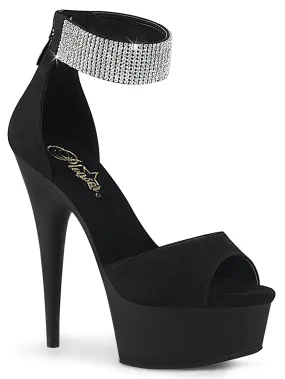 PLEASER Stiletto Heel Sandals with Rhinestone Ankle Cuff