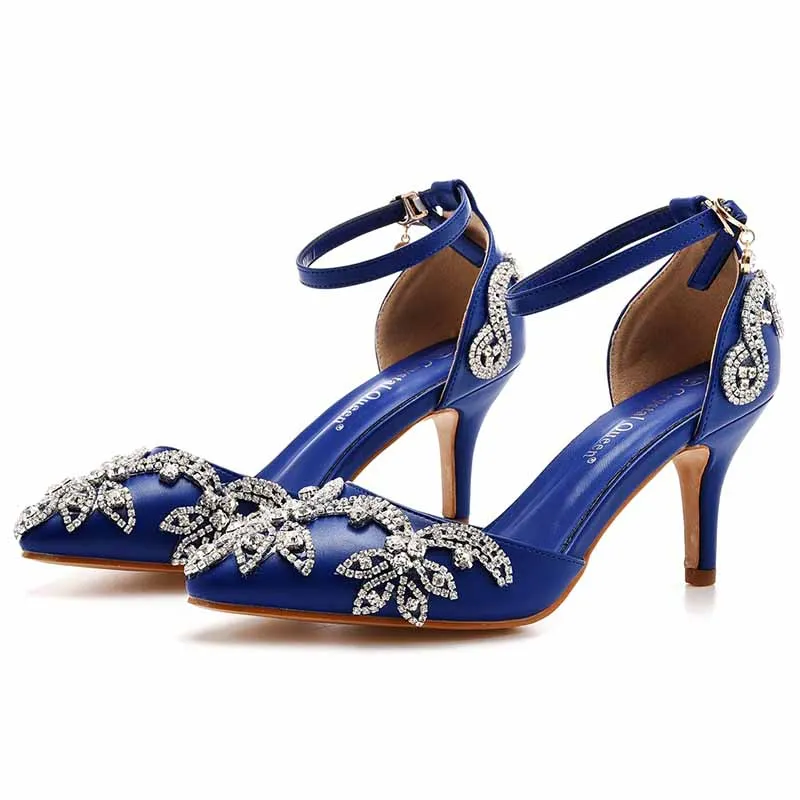 Pointed Toe Sandals Crystal Heels Fashion High Heel Rhinestone Shoes