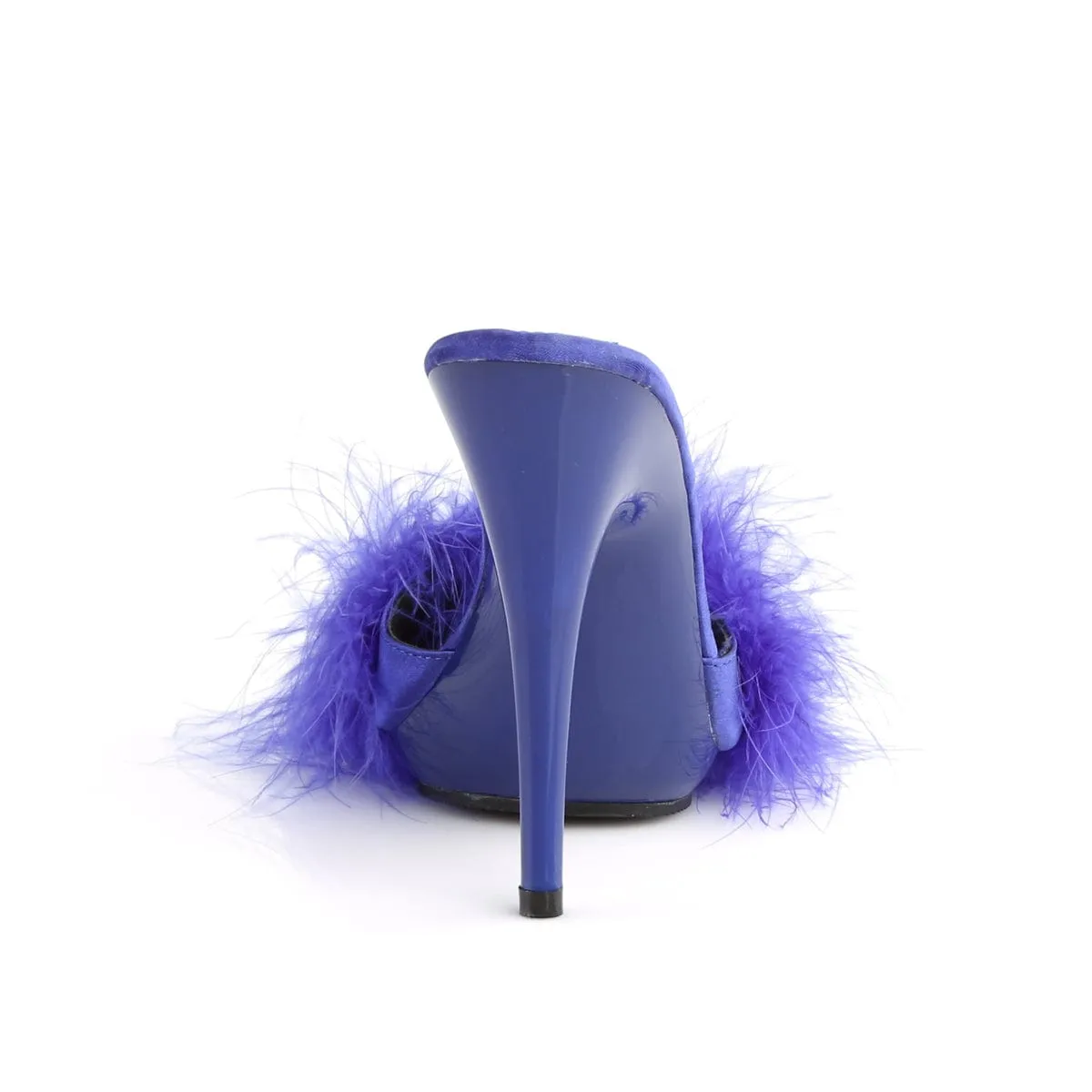 POISE-501F Blue Satin-Marabou Fur/Blue