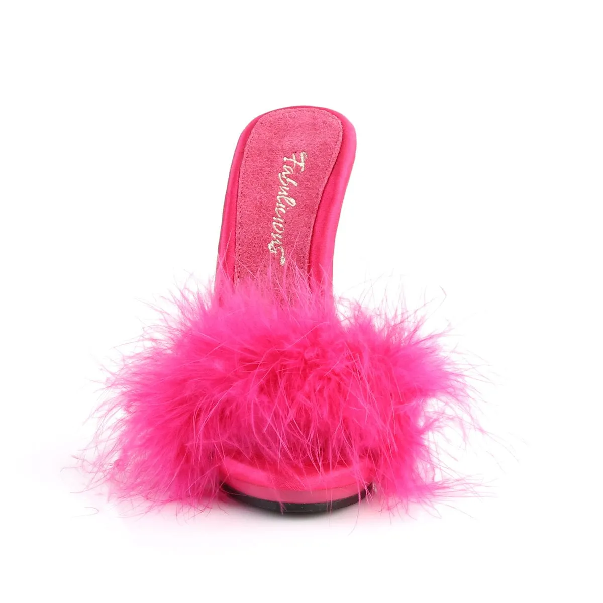 POISE-501F Hot Pink Satin-Marabou Fur/Hot Pink