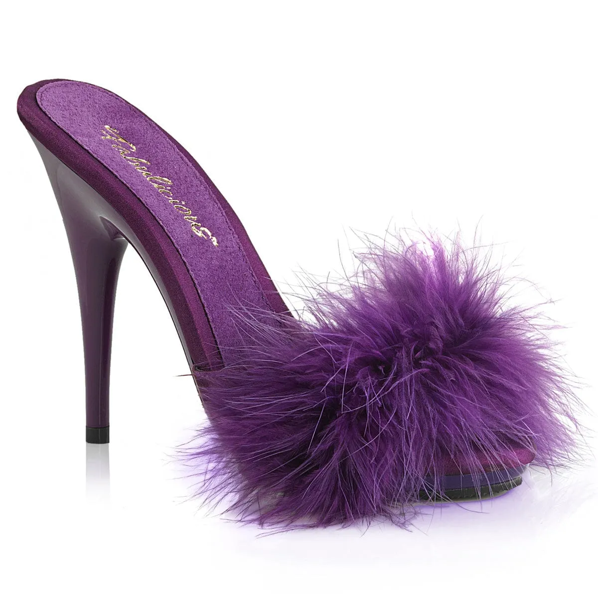 POISE-501F Purple Satin-Marabou Fur/Purple