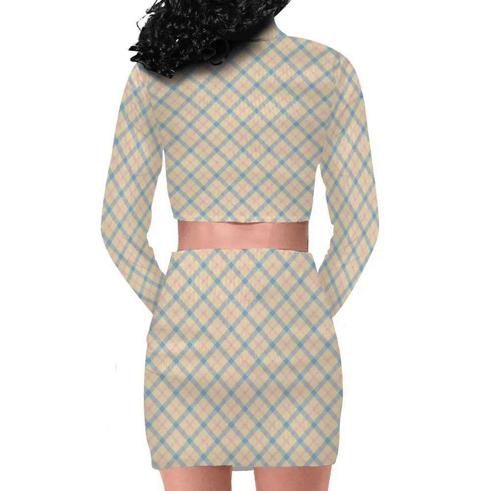 Princess Plaid Women's Long Sleeve Zip Top and Skirt Set