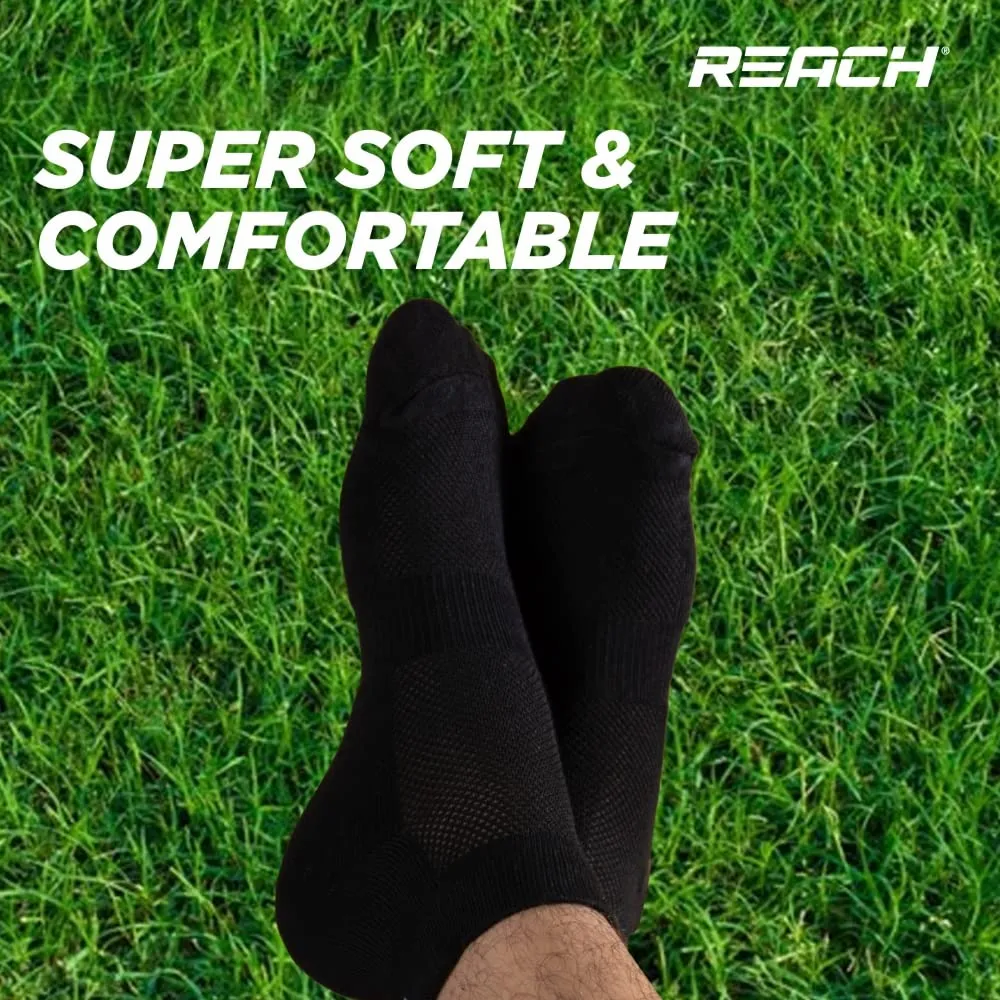 REACH Bamboo Fibre Ankle Length Socks For Men & Women | Breathable Mesh & Odour Free Socks | Sports & Gym Socks | Soft & Comfortable | Pack Of 3 | Black