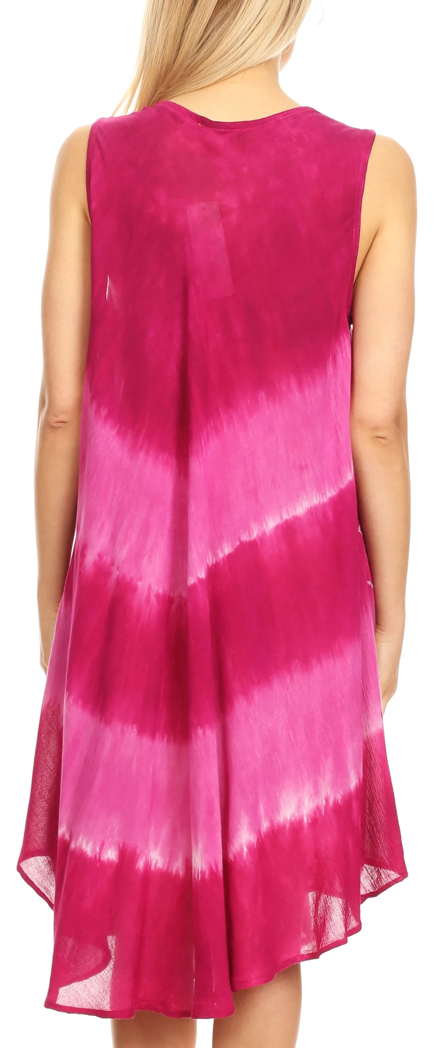 Sakkas Daniella Women's Flowy Tie Dye Relax Caftan Tank Dress Cover up Sleeveless