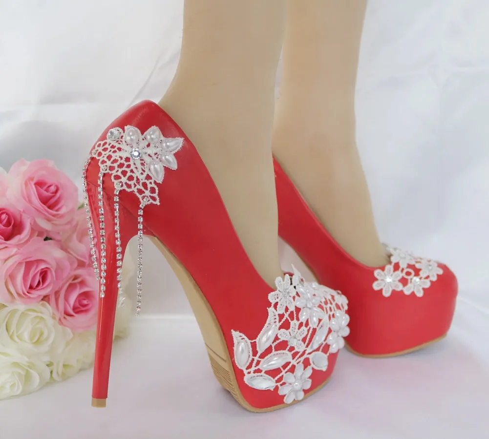 Sd-hk Bridal Shoes Women Platform White Comfortable Wedding Heels for Bridal