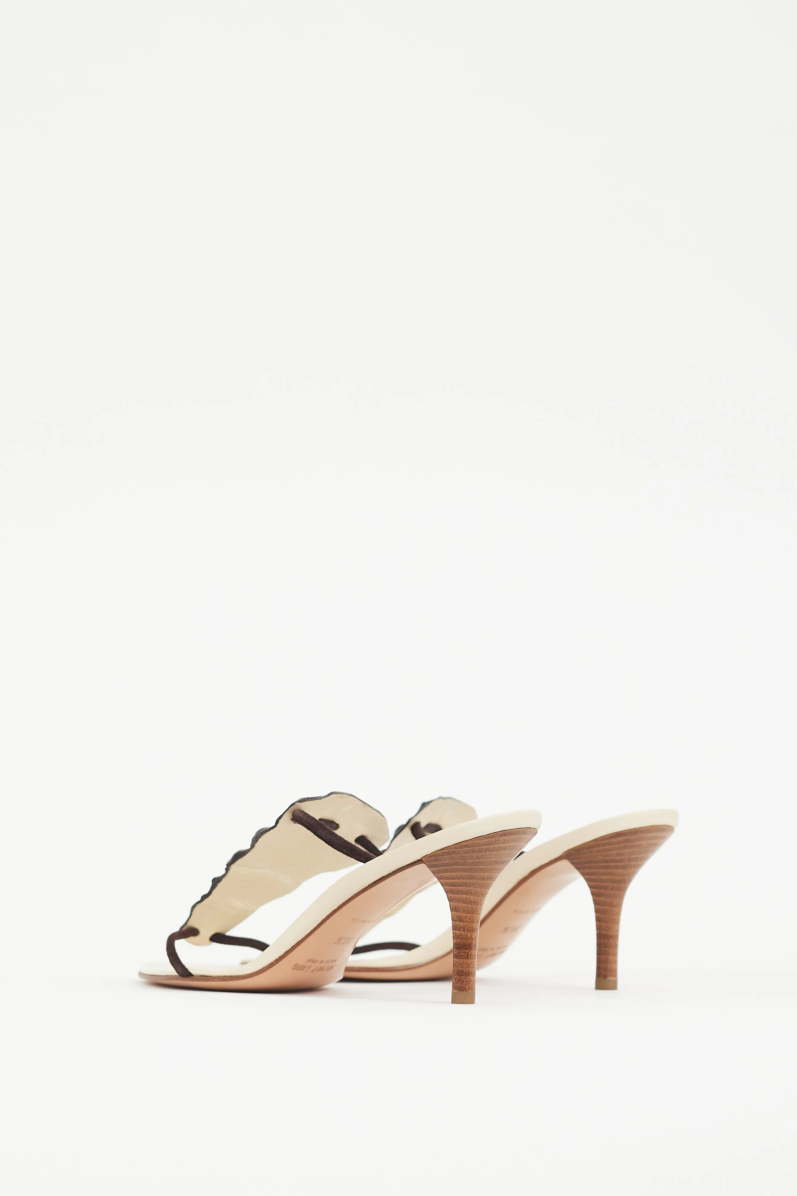 SS 2005 White & Brown Leather Textured Sandal