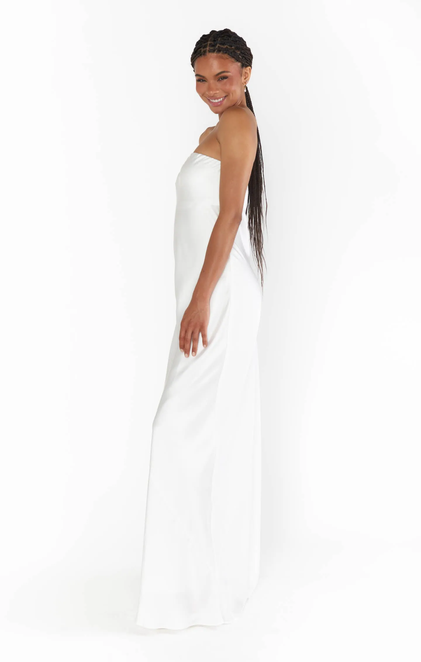 Taylor Tube Maxi Dress ~ Ivory Luxe Satin