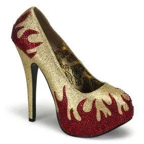 TEEZE-27 Gold Mini Glitter-Red Rhinestones