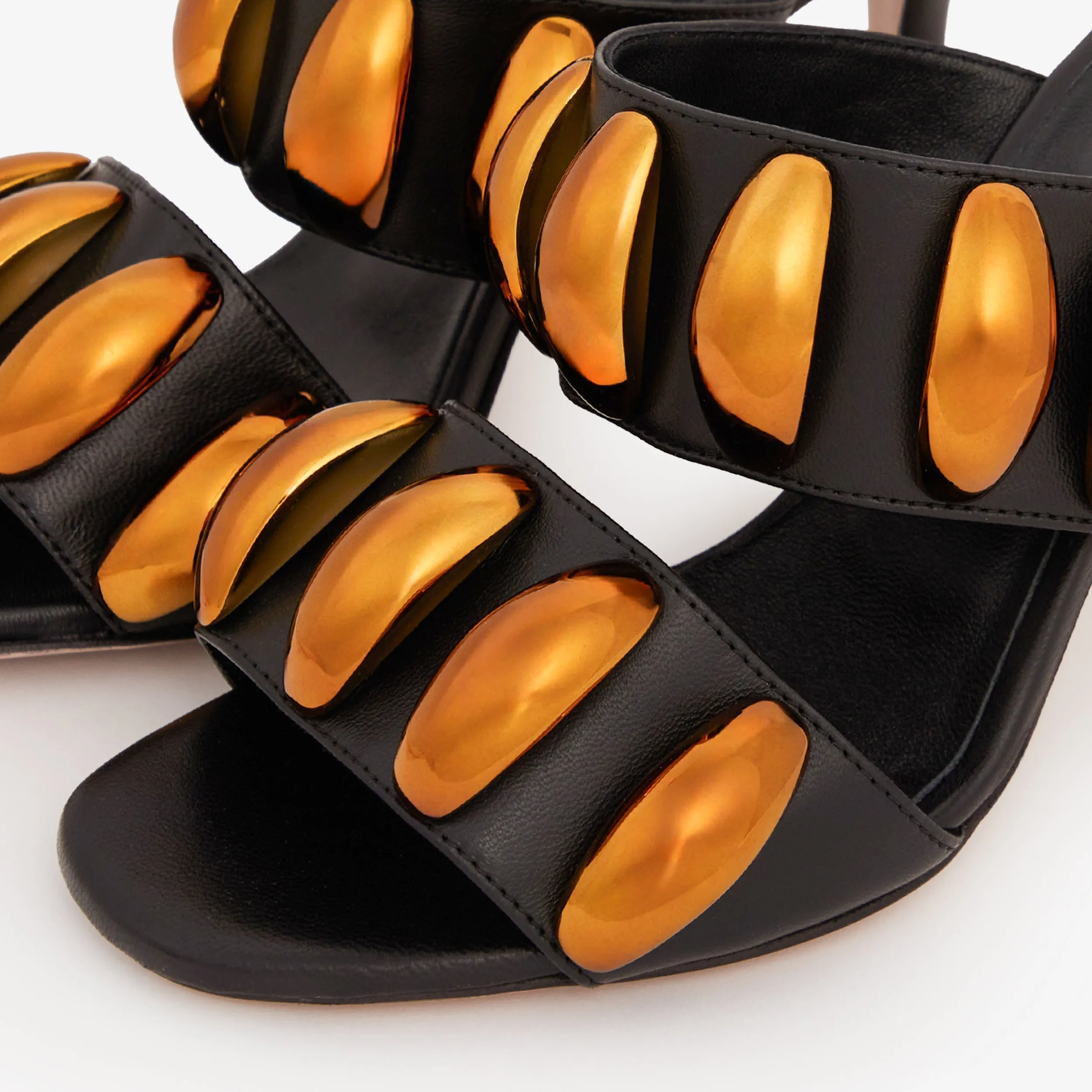 The Eclipse Black & Gold Leather Women Sandal