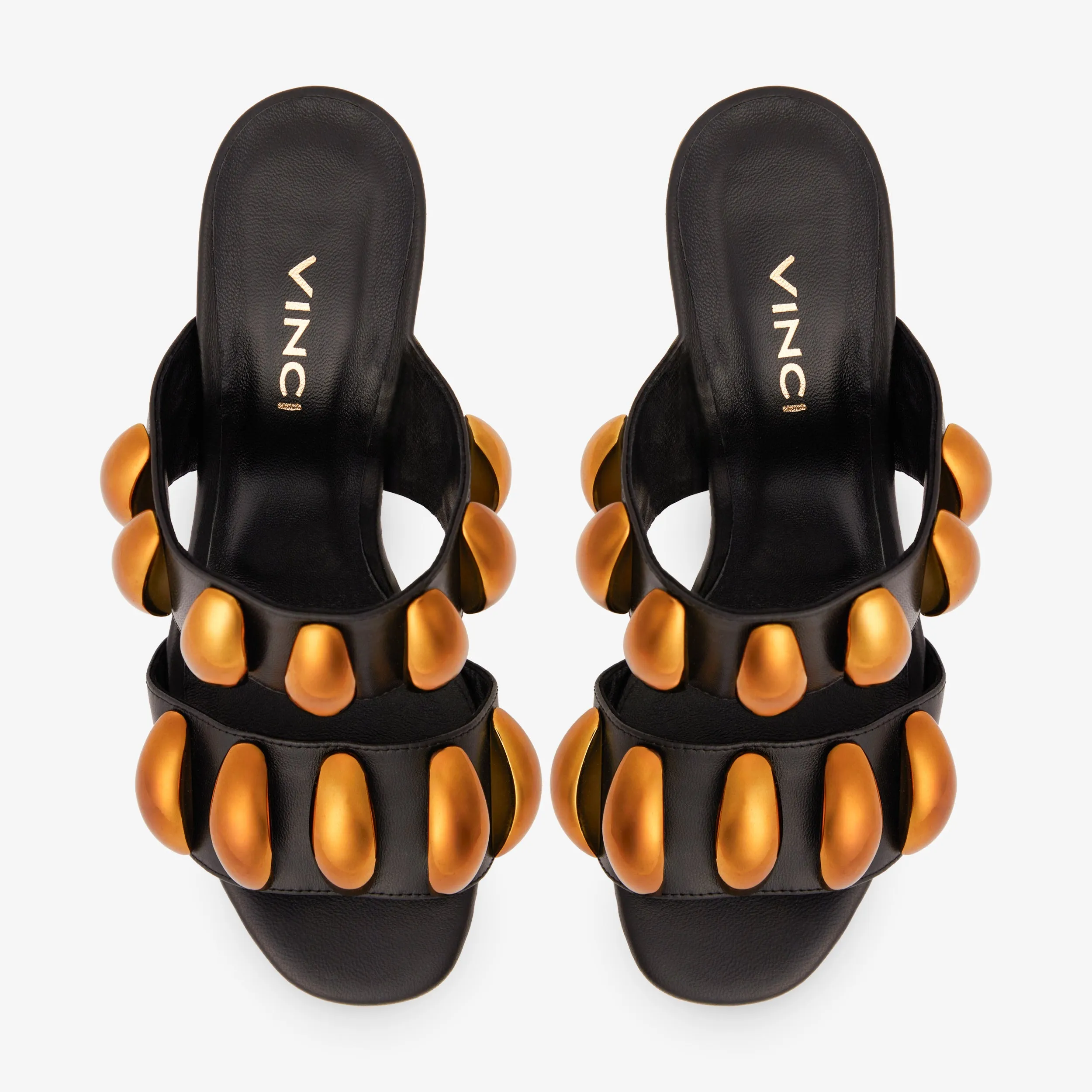 The Eclipse Black & Gold Leather Women Sandal