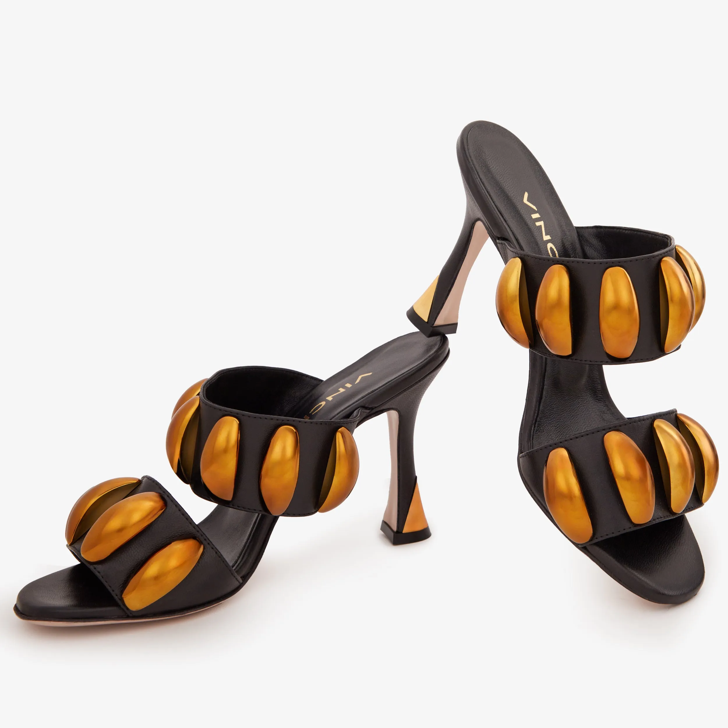 The Eclipse Black & Gold Leather Women Sandal