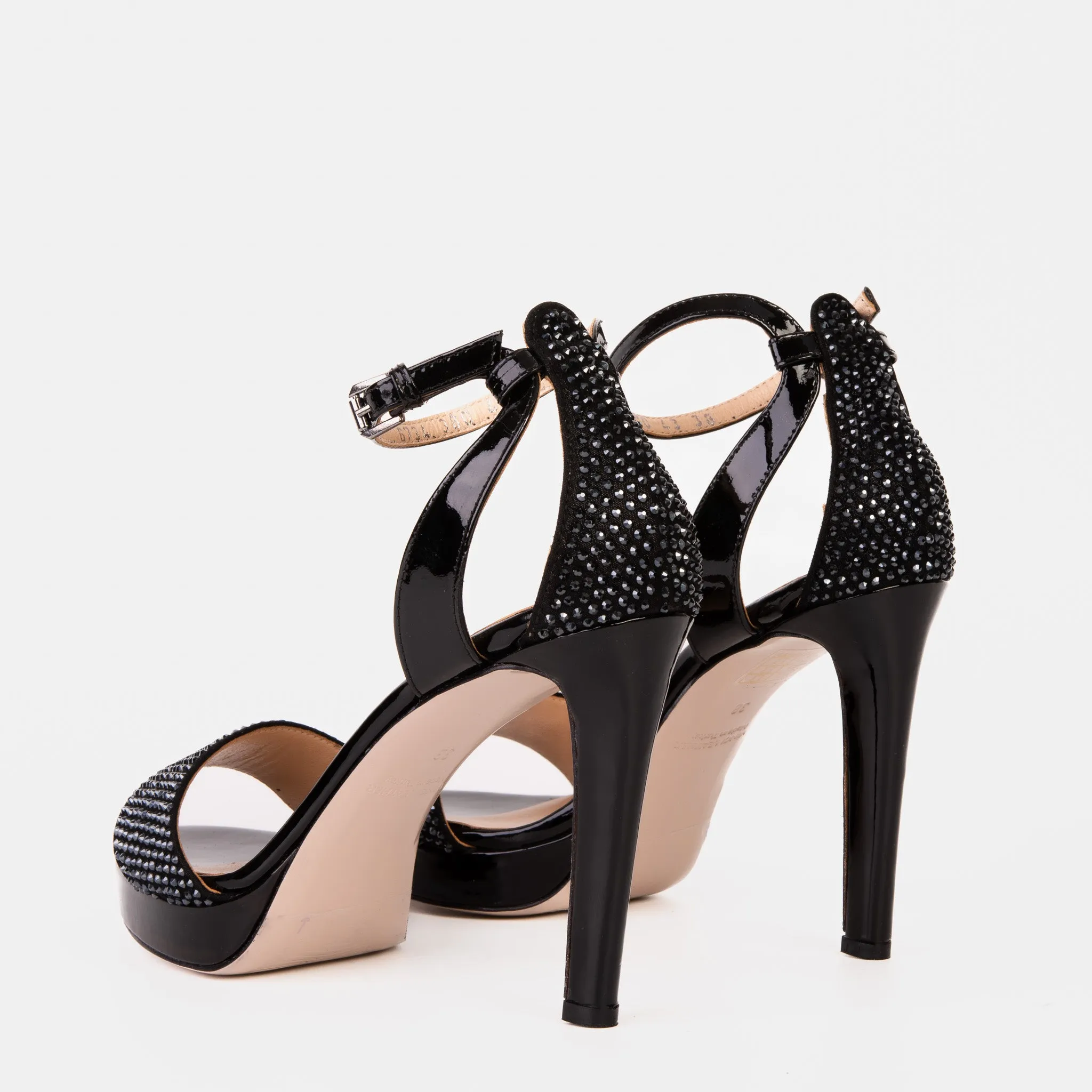 The Mars Platform Heel Black Leather Women's Sandal