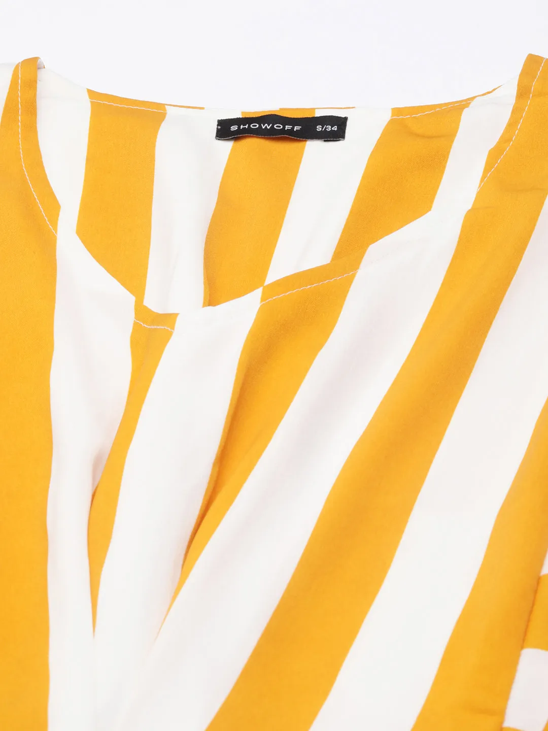 Women Mustard Striped A-Line Dress