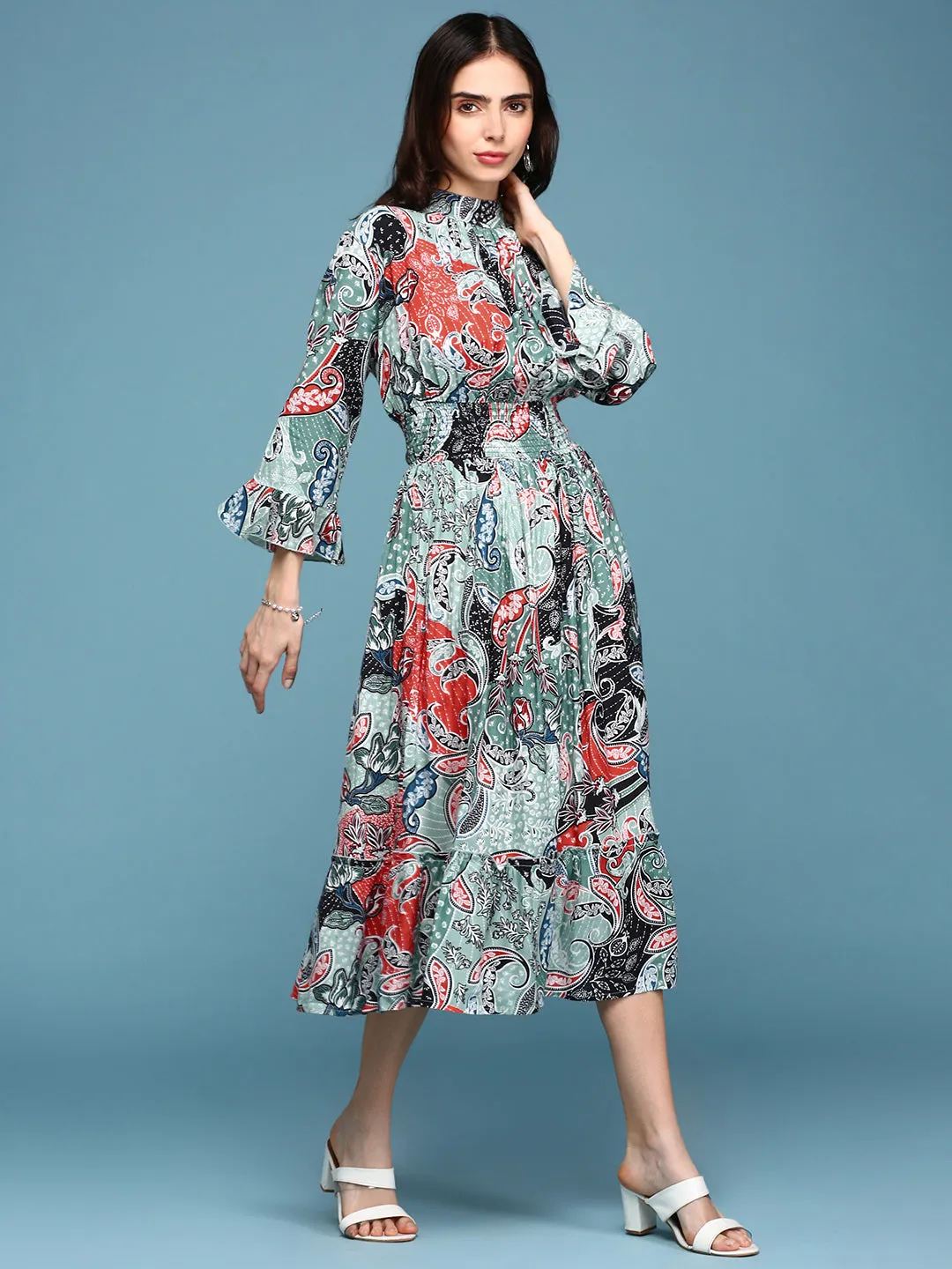 Women Printed Empire Multi Dress