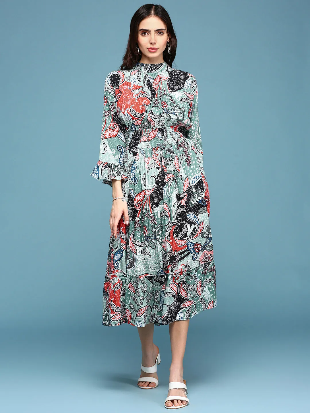 Women Printed Empire Multi Dress