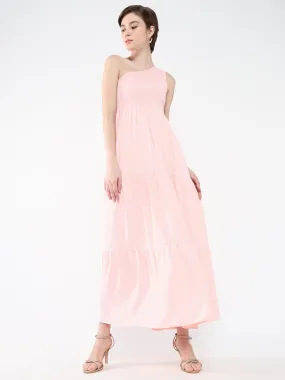 Women Solid Pink Fit and Flare Dress