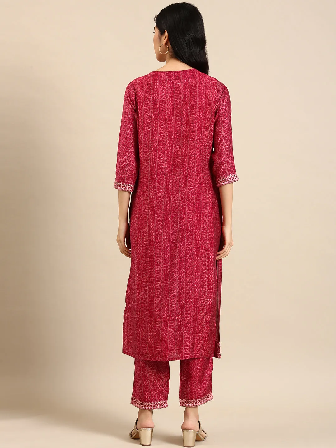 Women's Pink Printed Kurta Set