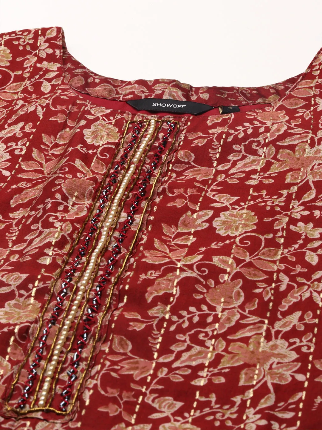 Women's Red Printed Kurta Set