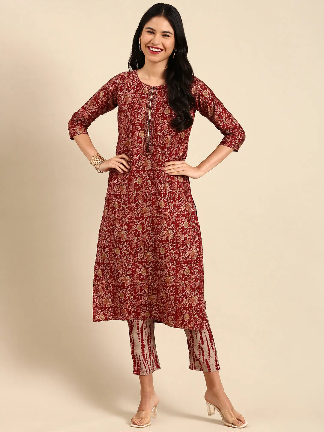 Women's Red Printed Kurta Set