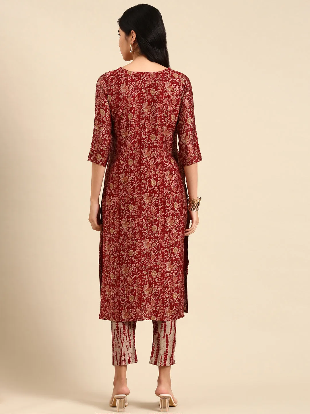 Women's Red Printed Kurta Set