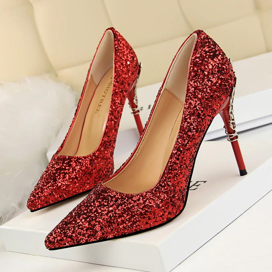 Womens Sequins High Heels Bridal Wedding Prom Homecoming Shoes