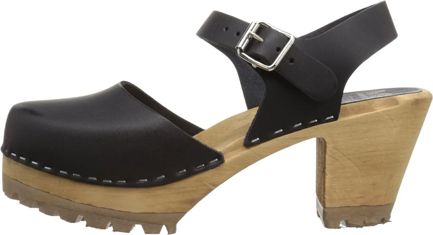 Women's Shoes MIA ABBA Leather Ankle Strap Clogs SW400T BLACK