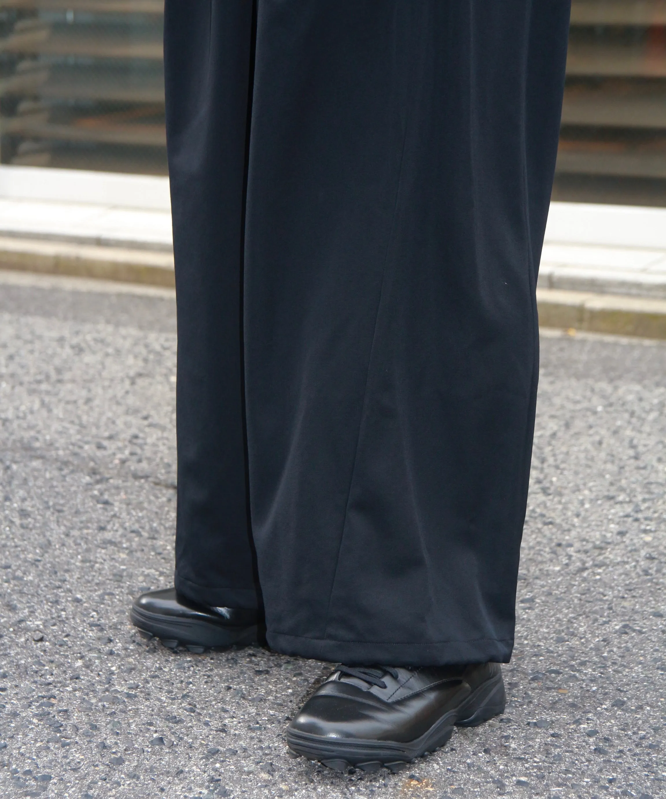 Wool Gabardine Adjustment Pants "BLACK"