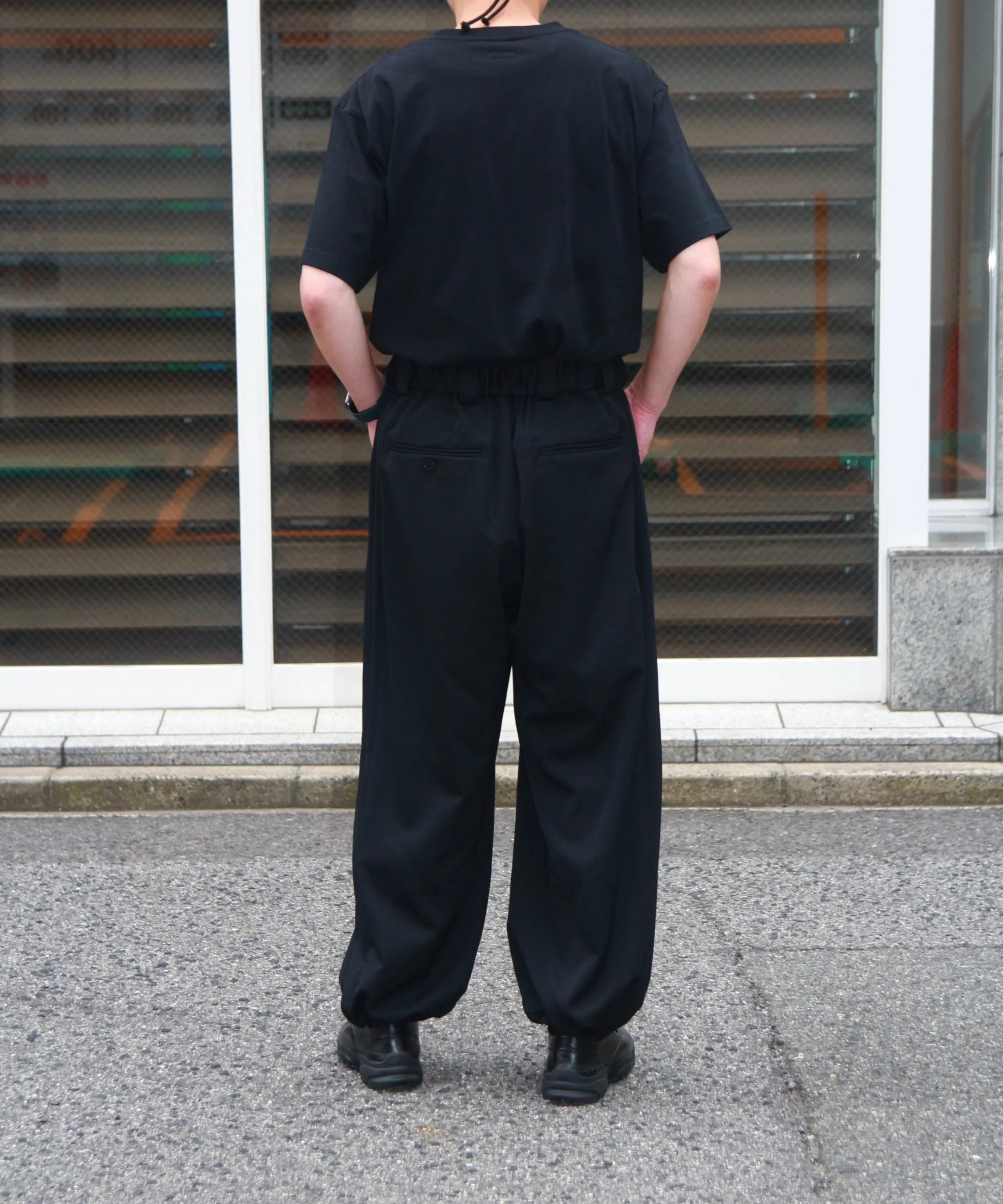 Wool Gabardine Adjustment Pants "BLACK"