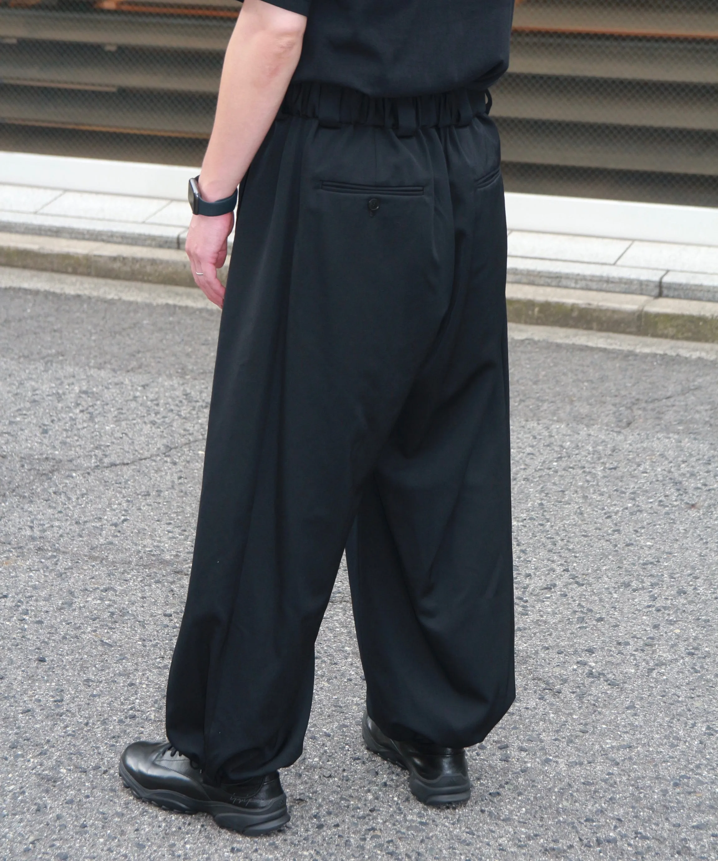 Wool Gabardine Adjustment Pants "BLACK"