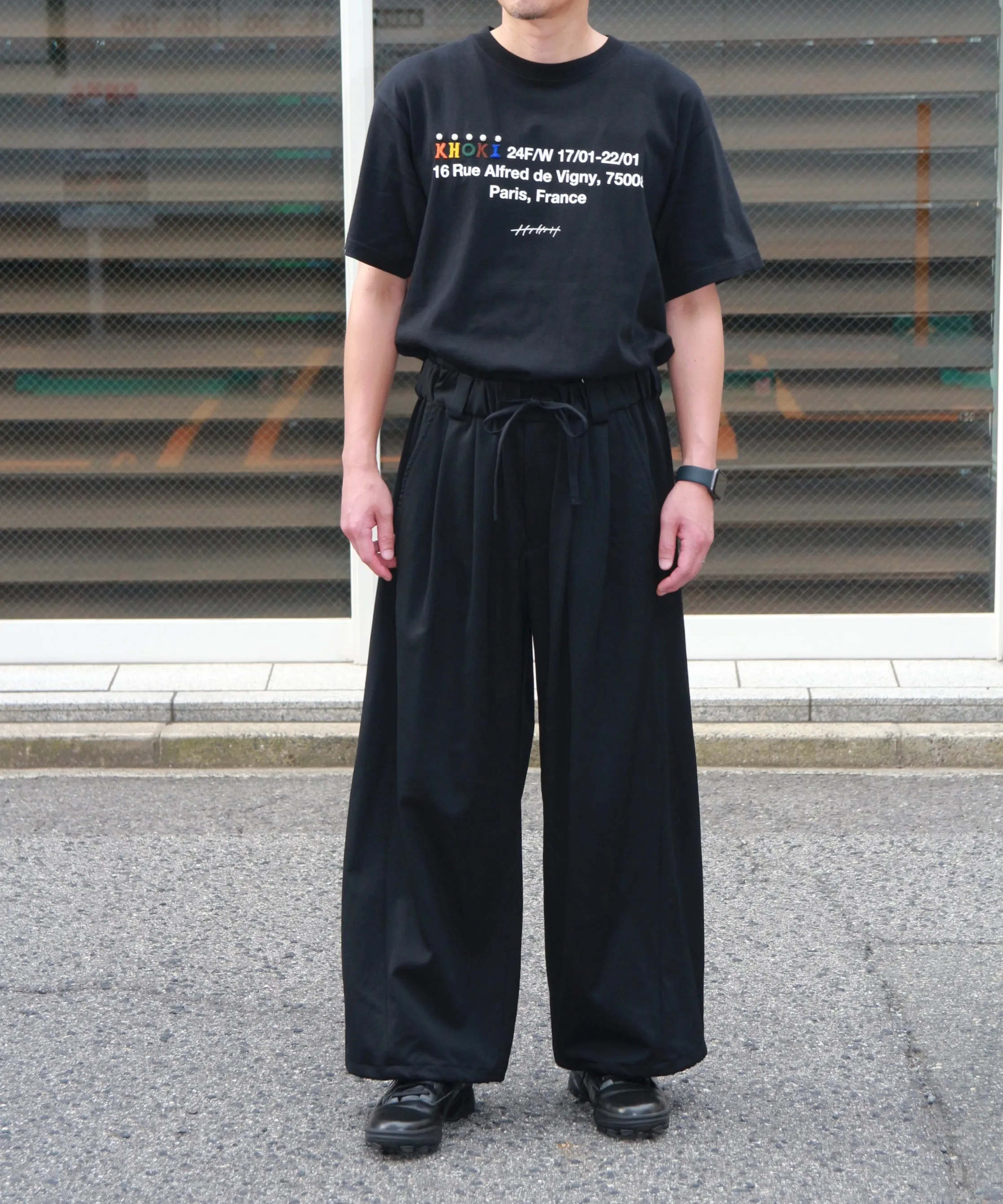 Wool Gabardine Adjustment Pants "BLACK"