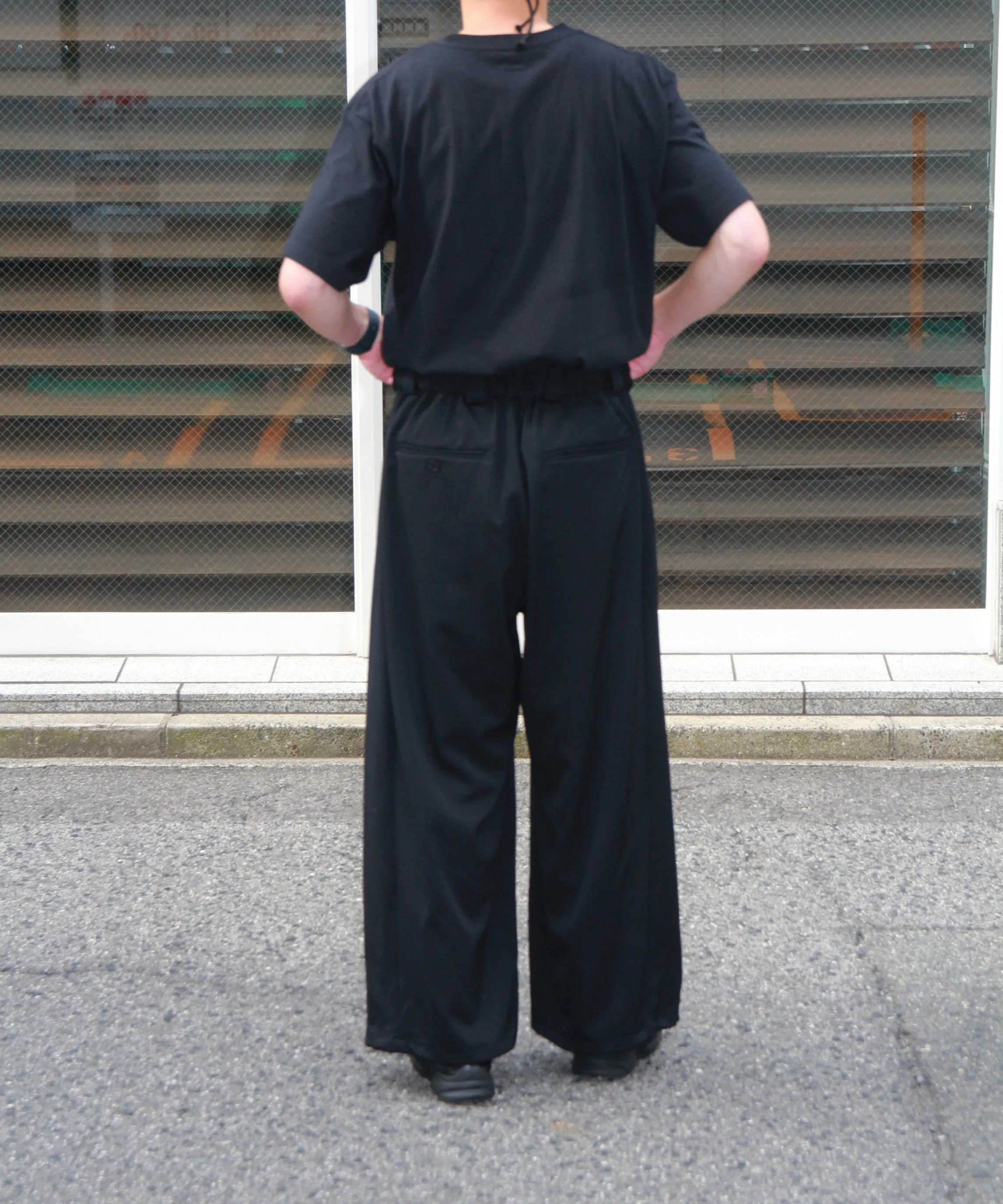 Wool Gabardine Adjustment Pants "BLACK"