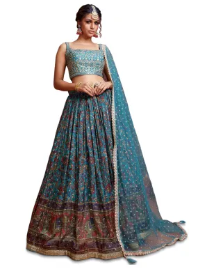 Zeel Clothing Women's Silk Embroidered Semi-Stitched Wedding Lehenga Choli with Dupatta (106-Blue-Wedding-Bridal-Latest-Lehenga; Free Size)